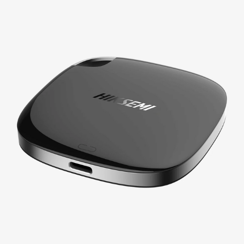Compact black Himsemi wireless charging pad with sleek curved edges and USB-C port