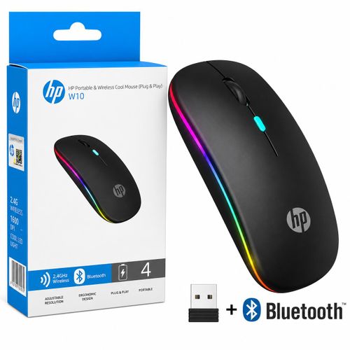 HP W10 Wireless RGB Bluetooth Rechargeable Slim Mouse