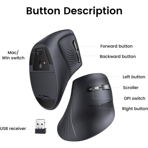 UGREEN Multi-Mode Vertical Mouse MU008 – Ergonomic Wireless