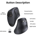 UGREEN Multi-Mode Vertical Mouse MU008 – Ergonomic Wireless