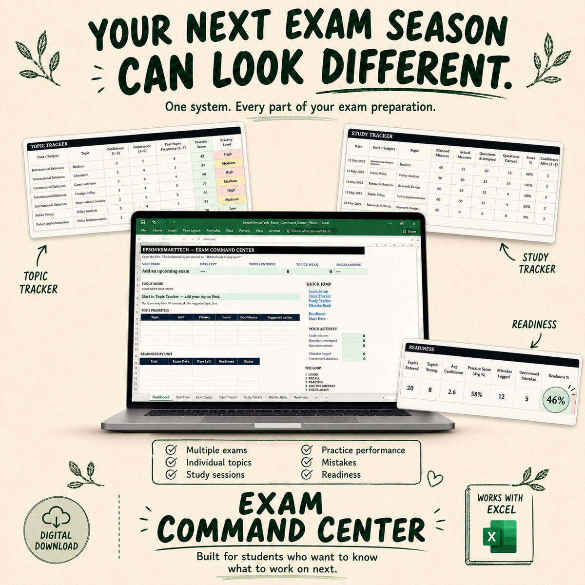 Exam Command Center — Exam Tracker, Study Planner & Revision Tracker for Students