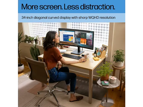HP P34hc G4 34" WQHD USB-C Curved Ultrawide Monitor – Speakers, Height Adjustable