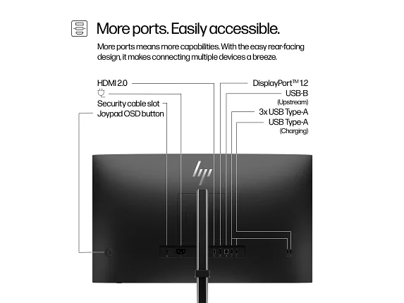 HP Series 5 Pro 527pq 27" QHD Monitor – 4-Way Adjustable, HDMI & DisplayPort, USB Hub