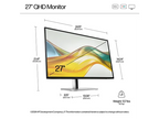 HP Series 5 Pro 527pq 27" QHD Monitor – 4-Way Adjustable, HDMI & DisplayPort, USB Hub