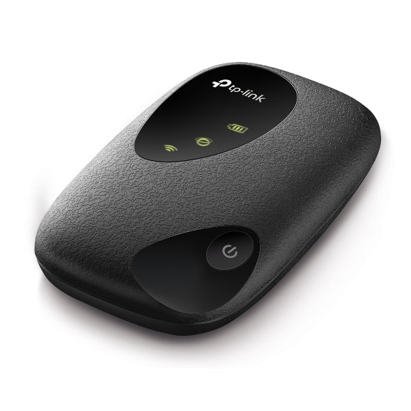 TP-Link portable WiFi hotspot device with textured black casing and LED indicator lights