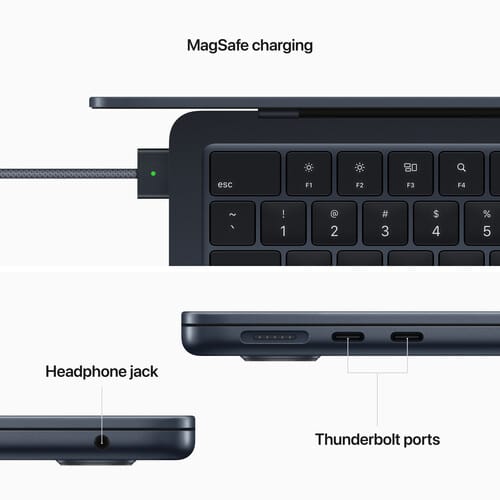 Apple MacBook Air 13-inch (M2 Chip) – 16GB Unified Memory, 256GB SSD, 1080p FaceTime Camera (Midnight)