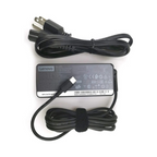 Lenovo 65W USB-C laptop charger with power brick and detachable black AC power cord
