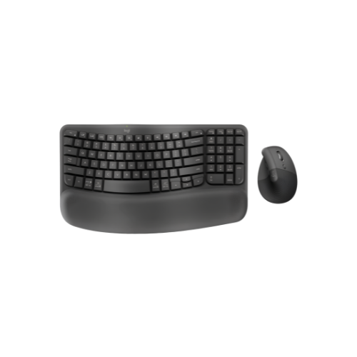 Logitech Wave Keys + Lift Vertical Mouse Combo – Ergonomic Wireless Set | Reduce Wrist Strain for Desk Professionals