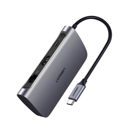 UGREEN 6-in-1 USB-C Hub – USB-A + USB-C + 4K HDMI + Gigabit Ethernet + PD | For Laptops Needing Wired Internet