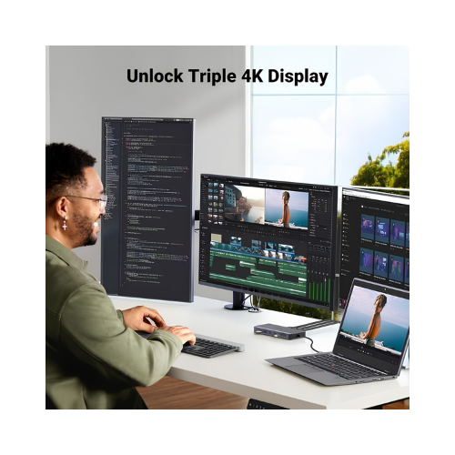 UGREEN 13-in-1 USB-C Hub – Dual HDMI + DisplayPort + Ethernet + USB-A/C + SD/TF + Audio + PD | Triple Display Docking Hub