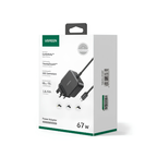 UGREEN 67W USB-C GaN Charger X377 – UK/US/EU Interchangeable Plugs + DC Barrel Connectors | Universal Laptop Charger