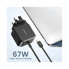 UGREEN 67W USB-C GaN Charger X377 – UK/US/EU Interchangeable Plugs + DC Barrel Connectors | Universal Laptop Charger