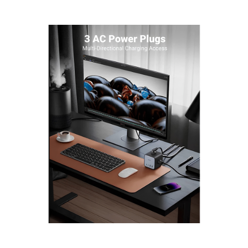 UGREEN DigiNest Cube Power Strip CD268 – 3 AC Outlets + 65W USB-C + 2× USB-A + 1.8m Cable | Clean Desk Setup