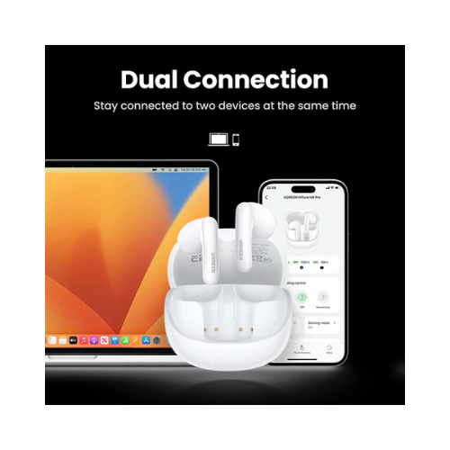 UGREEN HiTune H6 Pro Hybrid ANC Earbuds WS203 – Premium Sound + Deep Noise Cancellation | White