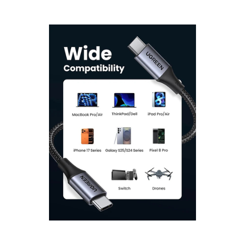 UGREEN 240W USB-C to USB-C Fast Charging Cable 2m L532 – 4K@60Hz + Full Laptop Charging