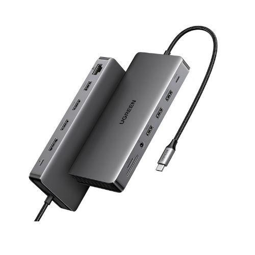 UGREEN 13-in-1 USB-C Hub – Dual 4K HDMI + DisplayPort + Ethernet + USB-A/C + SD/TF + Audio + PD | Triple Display Professional Hub