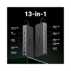 UGREEN 13-in-1 USB-C Hub – Dual 4K HDMI + DisplayPort + Ethernet + USB-A/C + SD/TF + Audio + PD | Triple Display Professional Hub