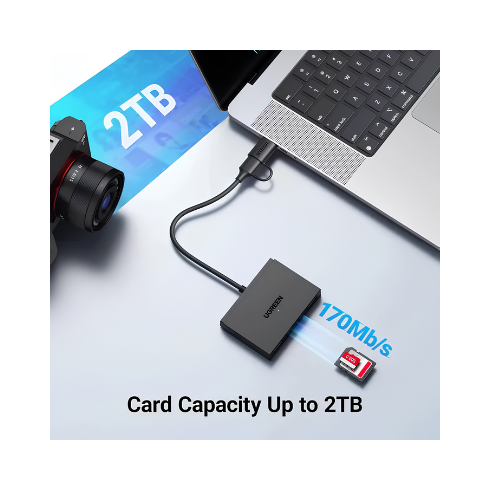 UGREEN 4-in-1 Card Reader CM812 – USB-C + USB-A | Read SD & MicroSD Cards on Any Laptop