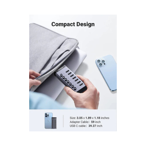 UGREEN 7-Port USB-A 3.0 Hub CM481 – Powered via DC 12V | Expand to 7 USB Ports for Desktop Workstations
