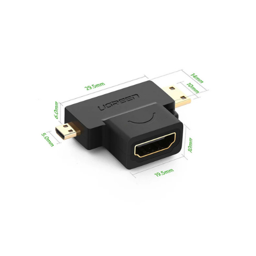 UGREEN Micro HDMI + Mini HDMI to HDMI Adapter HD129 – 4K | For Cameras, Tablets & Older Laptops