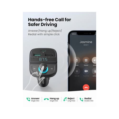 UGREEN Bluetooth Car Charger CD229 – BT 5.0 + QC3.0 + PD + USB Drive + TF Card | Music & Fast Charging in One