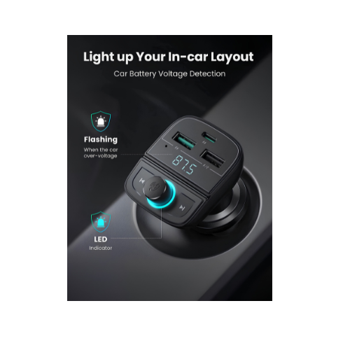 UGREEN Bluetooth Car Charger CD229 – BT 5.0 + QC3.0 + PD + USB Drive + TF Card | Music & Fast Charging in One