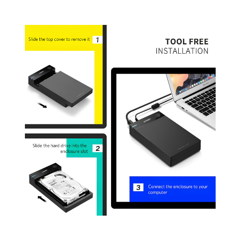 UGREEN 3.5" Hard Drive Enclosure US222 – USB 3.0 | Access Old HDDs as External Drives for Data Recovery