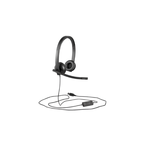 Logitech H570e Stereo USB Headset – Leatherette Ear Pads, Echo Cancellation | For All-Day Professional Calls