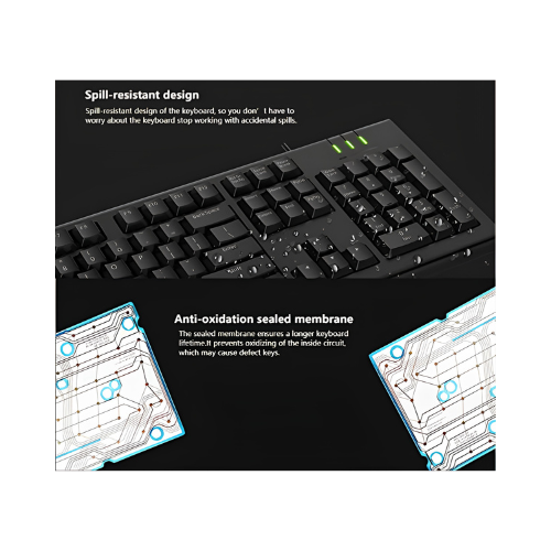 Rapoo NK1800 Spill-Resistant Wired USB Keyboard – Full-Size with NumPad | Budget Office Keyboard Kenya