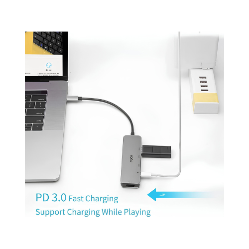 Rapoo XD100C USB-C 5-in-1 Hub – 4K HDMI + 3× USB 3.0 + USB-C PD | Budget Laptop Hub Kenya