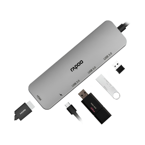 Rapoo XD100C USB-C 5-in-1 Hub – 4K HDMI + 3× USB 3.0 + USB-C PD | Budget Laptop Hub Kenya