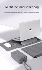 Portable Laptop Sleeve with Built-in Stand & Mouse Pad – Minimal Desk Setup Essential