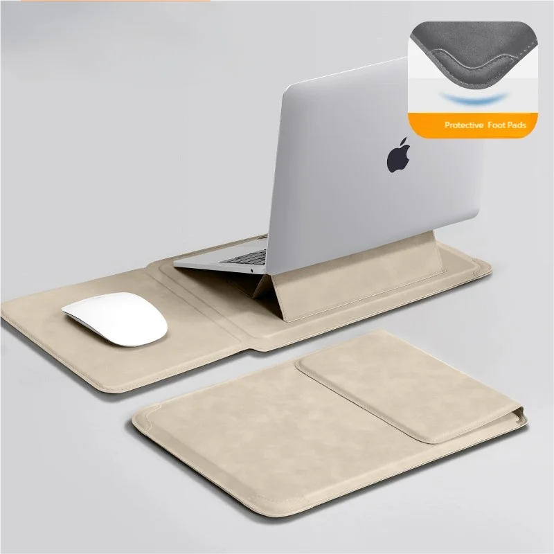 Portable Laptop Sleeve with Built-in Stand & Mouse Pad – Minimal Desk Setup Essential