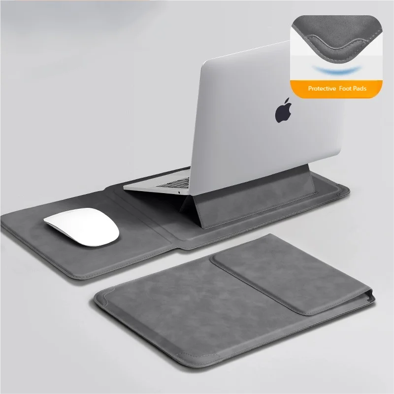 Portable Laptop Sleeve with Built-in Stand & Mouse Pad – Minimal Desk Setup Essential