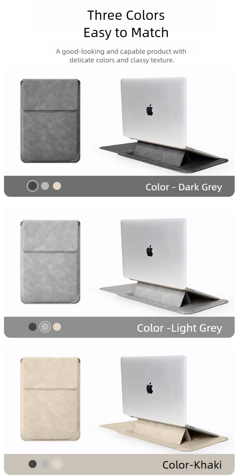 Portable Laptop Sleeve with Built-in Stand & Mouse Pad – Minimal Desk Setup Essential