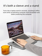 Portable Laptop Sleeve with Built-in Stand & Mouse Pad – Minimal Desk Setup Essential