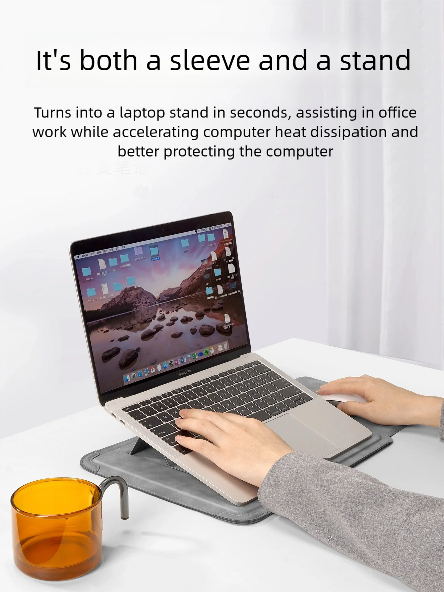 Portable Laptop Sleeve with Built-in Stand & Mouse Pad – Minimal Desk Setup Essential