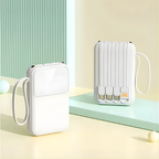 Mini Power Bank with 4 Built-In Cables — 20W Fast Charge, Digital Display | Compatible with iPhone, Samsung, Huawei & Xiaomi