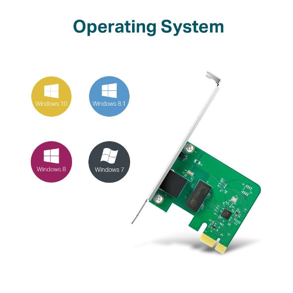 Network interface PCIe card compatible with Windows 10, 8.1, 8, and 7 operating systems