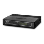 TP-Link 16-port 10/100Mbps desktop network switch with LED indicators on black casing