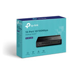 TP-Link 16-Port 10/100Mbps desktop switch box with product image and key features