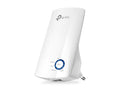 White TP-Link WiFi range extender with LED indicators and plug-in design
