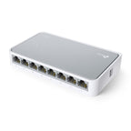 TP-Link 8-port Ethernet network switch with gray top and white body for wired connectivity