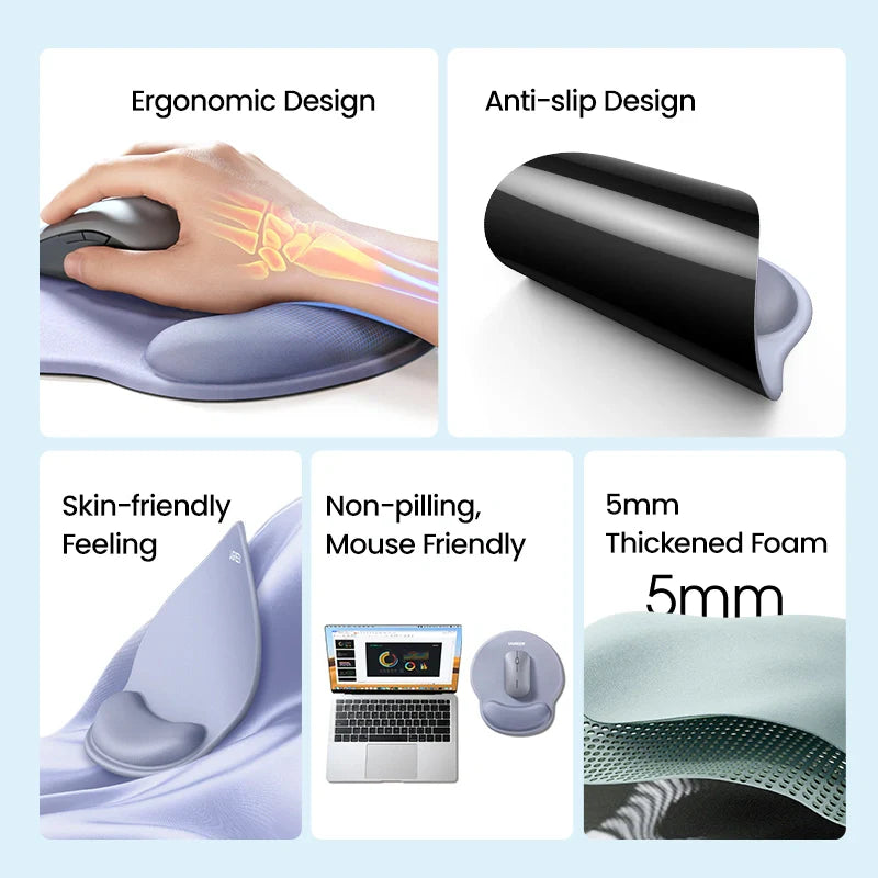 UGREEN Ergonomic Mouse Pad with Wrist Rest Gray & Black – LP668