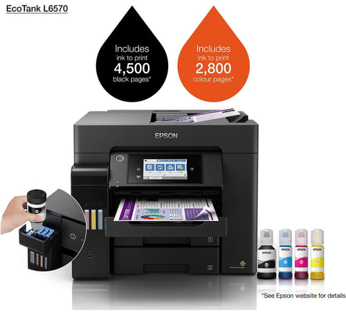 Epson EcoTank L6570 A4 Business Printer – Wi-Fi, Duplex, ADF, Ultra-Low Running Cost