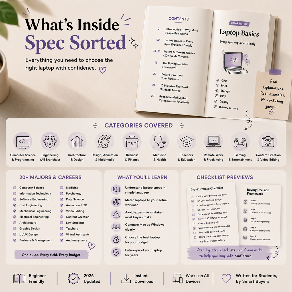 Spec Sorted™ — The Complete Laptop Buying Guide for Students & Professionals (2026 Edition)