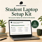 Student Laptop Setup Kit main cover digital download with laptop checklist preview.