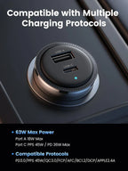 UGREEN EC701 63W Fast Car Charger – Dual Port (USB-C & USB-A) for Laptops and Phones