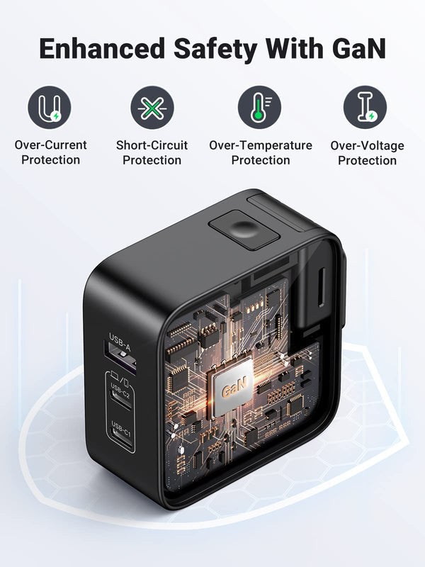 UGREEN CD296 65W GaN Fast Charger – 3-Port Compact Multi-Device Wall Adapter (UK Plug)